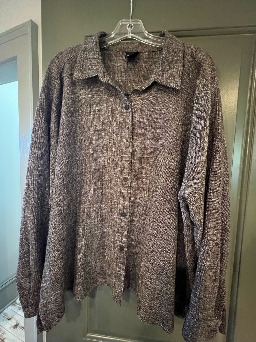 Eileen Fisher Linen Blend Button Up  Blouse